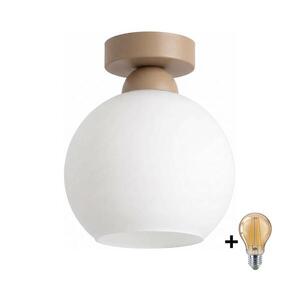 BRILAGI - LED Stropní svítidlo RETRO GLASS 1xE27/60W/230V pr. 15 cm béžová/bílá BG3994+NSTK7432 obraz