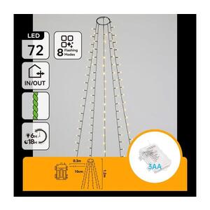 B.V. - LED Venkovní vánoční řetěz 72xLED/8 funkcí 3xAA 1, 2m IP44 teplá bílá B103033X4 obraz