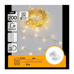 B.V. - LED Venkovní vánoční řetěz 200xLED/8 funkcí 3xAA 6, 3m IP44 teplá bílá B103033WN obraz