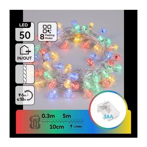 B.V. - LED Venkovní vánoční řetěz 50xLED/8 funkcí 3xAA 5, 3m IP44 multicolor B10303K4V obraz