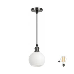 BRILAGI - LED Lustr na lanku RETRO GLASS 1xE27/60W/230V pr. 15 cm černá/bílá NSTK7432+AI0177 obraz