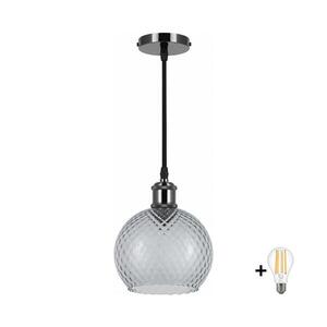 BRILAGI -LED Lustr na lanku RETRO GLASS 1xE27/60W/230V pr. 18 cm černá/kouř šedá NSTK7466+AI0177 obraz
