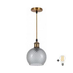 BRILAGI -LED Lustr na lanku RETRO GLASS 1xE27/60W/230V pr. 18 cm zlatá/kouř šedá NSTK7466+AI0178 obraz