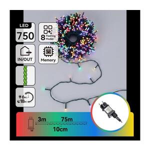 B.V. - LED Venkovní vánoční řetěz 750xLED/8 funkcí 78m IP44 multicolor B10303AFRH obraz