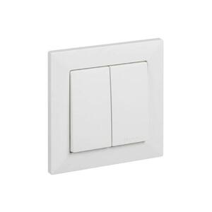 Legrand - Dvojitý schodišťový vypínač č. 6+6 s rámečkem SUNO bílá LR0092+LR0085 obraz