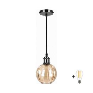 BRILAGI -LED Lustr na lanku RETRO GLASS 1xE27/60W/230V pr. 18cm černá/kouř hnědá NSTK7482+AI0177 obraz