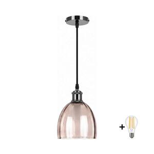 BRILAGI-LED Lustr na lanku RETRO GLASS 1xE27/60W/230V pr. 17cm černá/kouř béžová NSTK7393+AI0177 obraz