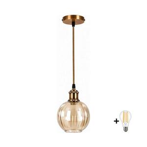 BRILAGI -LED Lustr na lanku RETRO GLASS 1xE27/60W/230V pr. 18cm zlatá/kouř hnědá NSTK7482+AI0178 obraz