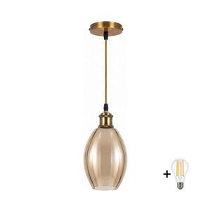 BRILAGI-LED Lustr na lanku RETRO GLASS 1xE27/60W/230V pr. 17cm zlatá/kouř béžová NSTK7499+AI0178 obraz
