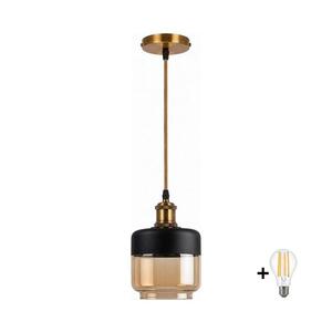 BRILAGI-LED Lustr na lanku RETRO GLASS 1xE27/60W/230V pr. 14cm zlatá/kouř béžová NSTK7324+AI0178 obraz