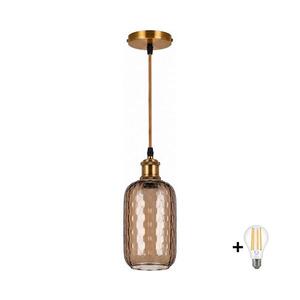 BRILAGI-LED Lustr na lanku RETRO GLASS 1xE27/60W/230V pr. 14 cm zlatá/kouř hnědá NSTK7702+AI0178 obraz