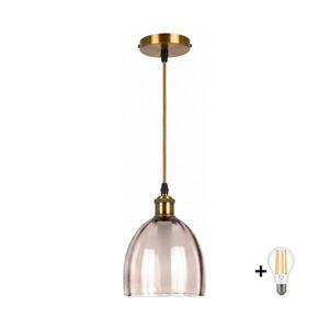 BRILAGI-LED Lustr na lanku RETRO GLASS 1xE27/60W/230V pr. 17cm zlatá/kouř béžová NSTK7393+AI0178 obraz