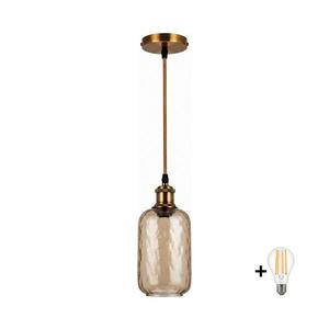 BRILAGI-LED Lustr na lanku RETRO GLASS 1xE27/60W/230V pr. 14 cm zlatá/kouř hnědá NSTK7701+AI0178 obraz