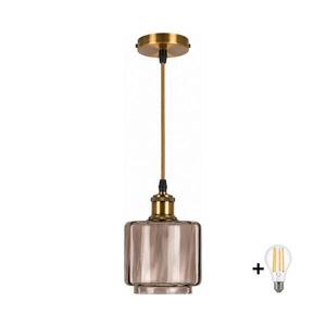 BRILAGI-LED Lustr na lanku RETRO GLASS 1xE27/60W/230V pr. 15cm zlatá/kouř béžová NSTK7399+AI0178 obraz