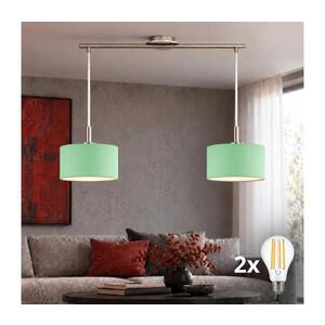 Eglo - LED Lustr na lanku TUNJA 2xE27/60W/230V matný chrom/zelená EG32519+2xNSTK9677 obraz