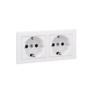 Legrand - Dvojitá zásuvka domovní SCHUKO s rámečkem SUNO 250V bílá LR0093+LR0117+LR0117 obraz