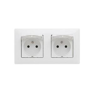 Legrand - Dvojitá venkovní zásuvka domovní s rámečkem NILOE STEP 250V IP44 bílá LR0061+LR0051+LR0051 obraz