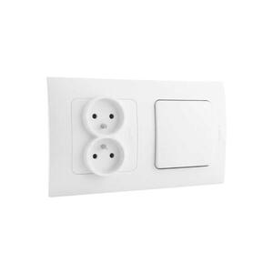 Legrand-Dvojitá zásuvka domovní a jednopólový vypínač č. 1 s rám NILOE 250V bílá LR0029+LR0018+LR0022 obraz