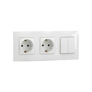 Legrand - Dvojitá zásuvka domovní SCHUKO a dvoji vypí č. 5 s rám NILOE 250V bílá LR0030+LR0023+LR0113+LR0113 obraz