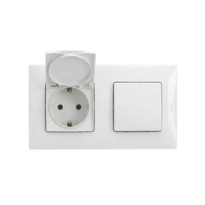 Legrand-Venkovní zásuvka domovní a jednopó vypín č. 1 s rám NILOE 250V IP44 bílá LR0029+LR0019+LR0022 obraz