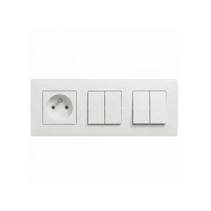 Legrand - 2x Dvojitý vypínač č. 5 a zásuvka domovní s rámeč NILOE STEP 250V bílá LR0062+LR0049+LR0055+LR0055 obraz