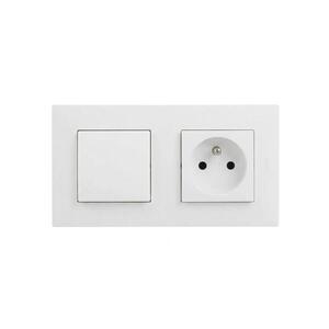Legrand - Zásuvka domovní a jednopólový vypínač č. 1 s rám NILOE STEP 250V bílá LR0061+LR0049+LR0054 obraz
