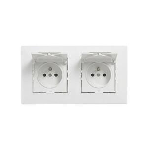 Legrand - Dvojitá venkovní zásuvka domovní s rámečkem NILOE STEP 250V IP44 bílá LR0061+LR0083+LR0083 obraz