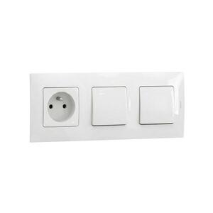 Legrand-Dvojitý jednopólový vypínač č. 1 a zásuvka domovní s rám NILOE 250V bílá LR0030+LR0017+LR0022+LR0022 obraz
