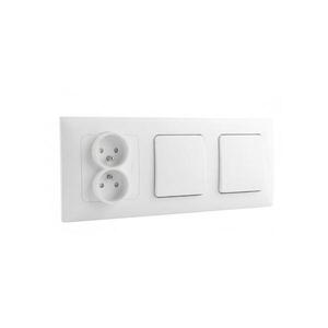 Legrand-Dvojitý jednopólový vypínač č. 1 a dvojitá zás dom s rám NILOE 250V bílá LR0030+LR0018+LR0022+LR0022 obraz