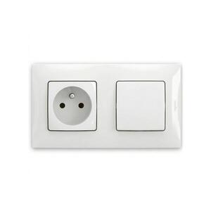 Legrand - Zásuvka domovní a jednopólový vypínač č. 1 s rámečkem NILOE 250V bílá LR0029+LR0017+LR0022 obraz