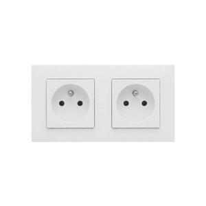 Legrand - Dvojitá zásuvka domovní s rámečkem NILOE STEP 250V bílá LR0061+LR0049+LR0049 obraz