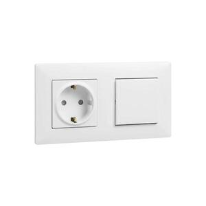 Legrand-Zásuvka domovní SCHUKO a jednopó vypínač č. 1 s rám NILOE STEP 250V bílá LR0061+LR0115+LR0054 obraz