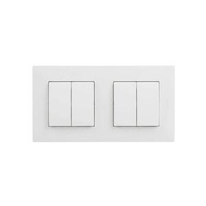 Legrand - 2x Dvojitý sériový vypínač č. 5 s rámečkem NILOE STEP bílá LR0061+LR0055+LR0055 obraz