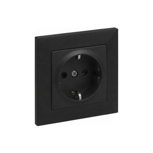 Legrand - Zásuvka domovní SCHUKO s rámečkem SUNO 250V černá LR0076+LR0118 obraz
