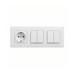 Legrand - 2x Dvojitý vypínač č. 5 a zásuv domo SCHUKO s rám NILOE STEP 250V bílá LR0062+LR0115+LR0055+LR0055 obraz