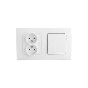 Legrand-Dvojitá zásuvka domovní a jednopól vypín č. 1 s rám NILOE STEP 250V bílá LR0061+LR0050+LR0054 obraz