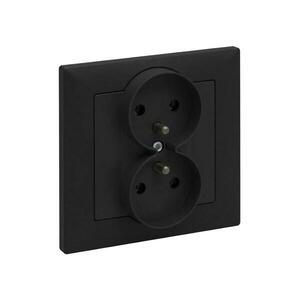 Legrand - Dvojitá zásuvka domovní s rámečkem SUNO 250V černá LR0076+LR0066 obraz