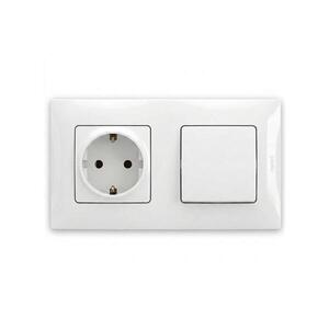 Legrand -Zásuvka domovní SCHUKO a jednopólový vypínač č. 1 s rám NILOE 250V bílá LR0029+LR0113+LR0022 obraz