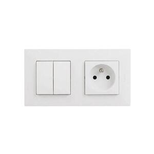 Legrand - Zásuvka domovní a dvojitý vypínač č. 5 s rámečkem NILOE STEP 250V bílá LR0061+LR0049+LR0055 obraz
