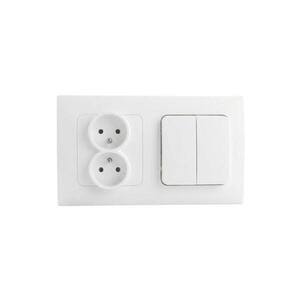 Legrand-Dvojitá zásuvka domovní a dvojitý vypína č. 5 s rám NILOE STEP 250V bílá LR0061+LR0050+LR0055 obraz