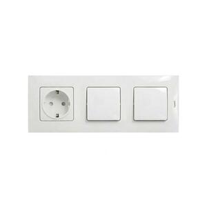 Legrand - Dvojitý jednopólový vypínač č. 1 a zásuv dom SCHUKO s rám NILOE 250V b LR0030+LR0113+LR0022+LR0022 obraz