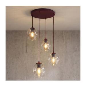 EMIBIG Lustr na lanku ISTAR 4xE27/15W/230V pr. 40 cm červená/čirá 1784/4PREM obraz