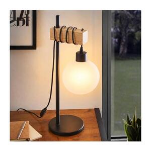 BRILAGI - Stolní lampa WOOD GLASS 1xE27/40W/230V hnědá/černá/bílá EG780173+NSTK7432 obraz