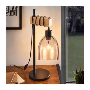BRILAGI - Stolní lampa WOOD GLASS 1xE27/40W/230V hnědá/černá/kouřová béžová EG780173+NSTK7393 obraz