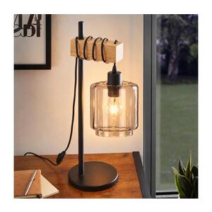 BRILAGI - Stolní lampa WOOD GLASS 1xE27/40W/230V hnědá/černá/kouřová béžová EG780173+NSTK7399 obraz
