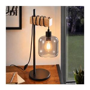 BRILAGI - Stolní lampa WOOD GLASS 1xE27/40W/230V hnědá/černá/kouřová šedá EG780173+NSTK7758 obraz
