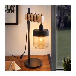 BRILAGI - Stolní lampa WOOD GLASS 1xE27/40W/230V hnědá/černá/kouřová béžová EG780173+NSTK7324 obraz