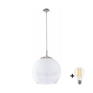 BRILAGI - LED Lustr na lanku RETRO GLASS 1xE27/60W/230V matný chrom/bílá EG85261A+NSTK7772 obraz