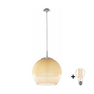 BRILAGI-LED Lustr na lanku RETRO GLASS 1xE27/60W/230V matný chrom/kouřová béžová EG85261A+NSTK7771 obraz