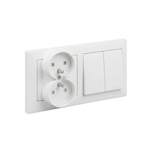 Legrand - Dvojitá zásuvka domovní a dvojitý vypín č. 5 s rámečkem SUNO 250V bílá LR0093+LR0082+LR0087 obraz